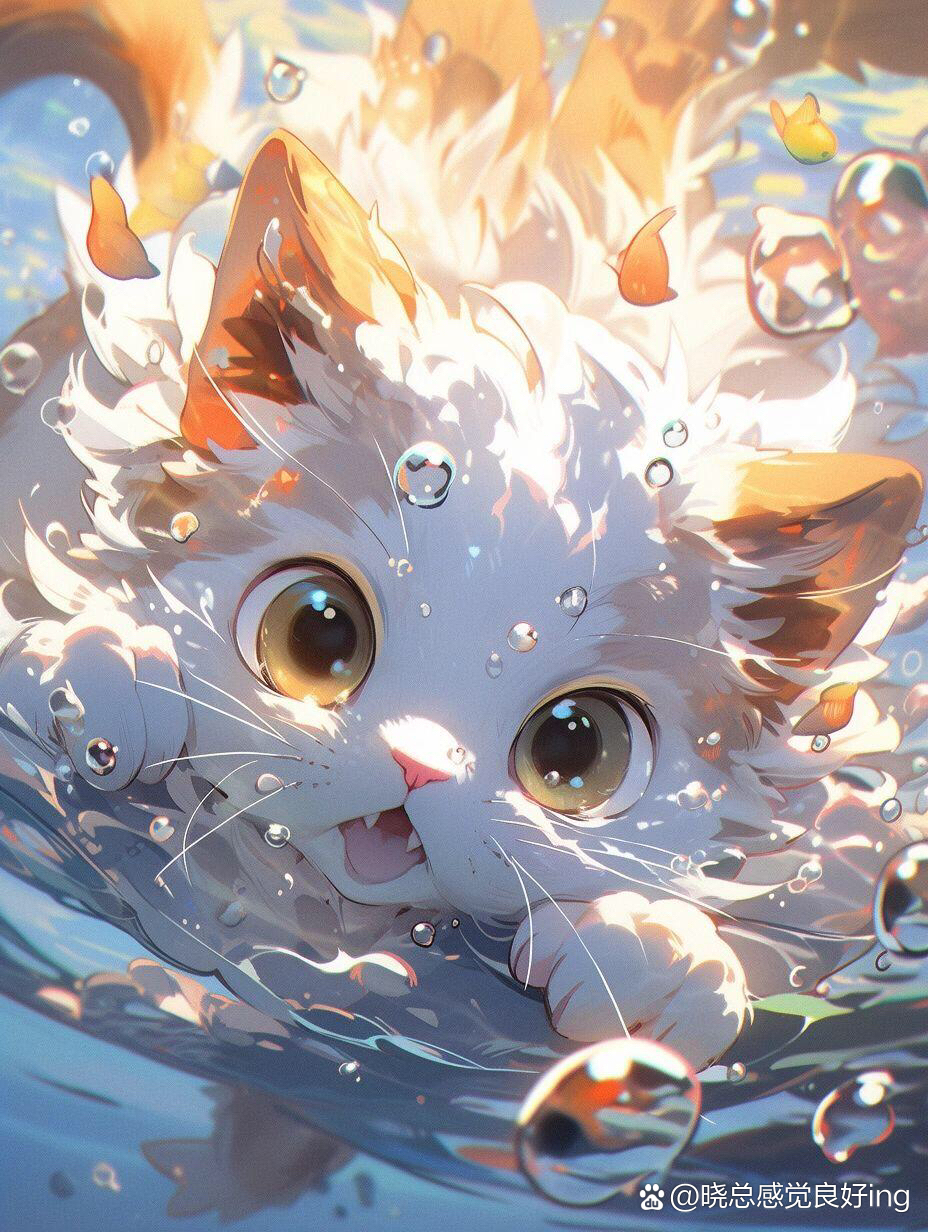 炎炎夏日,超可爱的猫猫手机壁纸来了～90 #二次元#  #插画