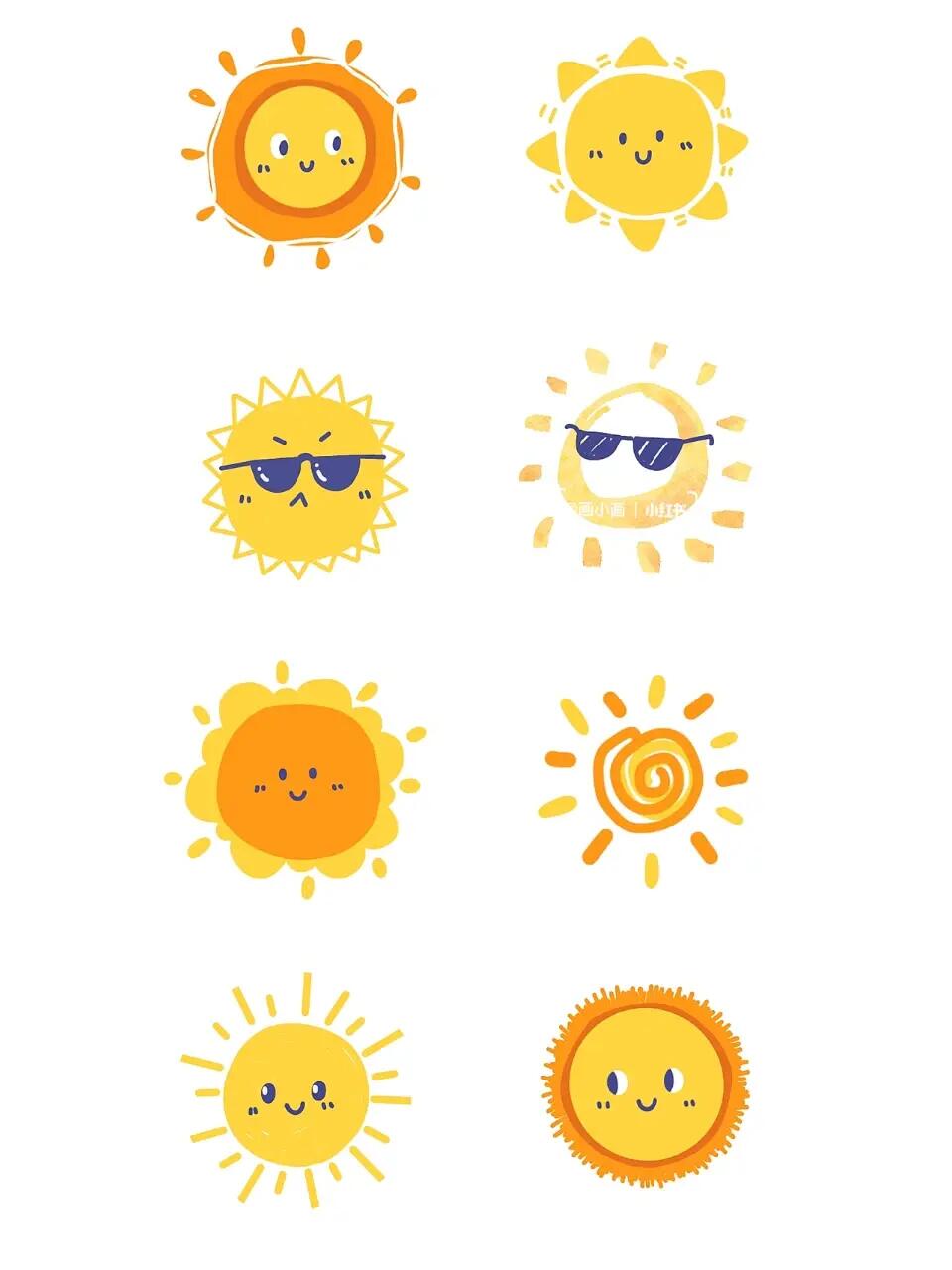 简笔画太阳涂鸦太阳表情