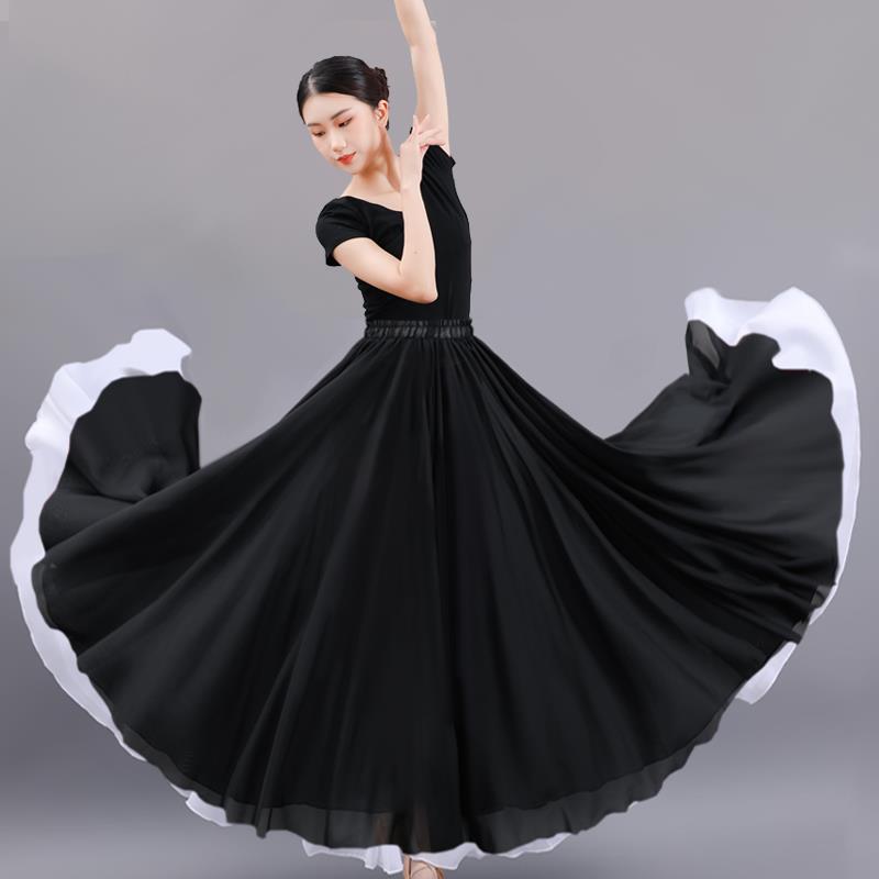 720度大摆裙两面穿广场舞半身裙现代舞新疆演出古典舞蹈服女长裙 图片