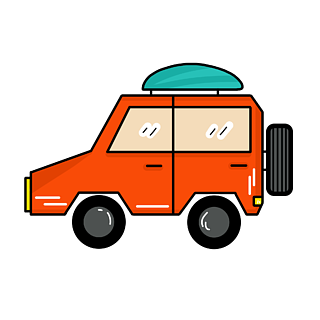 原创手绘卡通可爱越野车吉普车