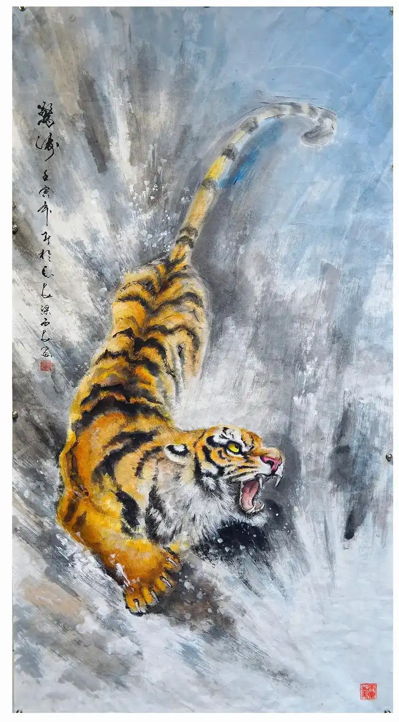 抖音图文来了 #水墨写意 #国画艺术 三张老虎国画全部结缘 - 抖音