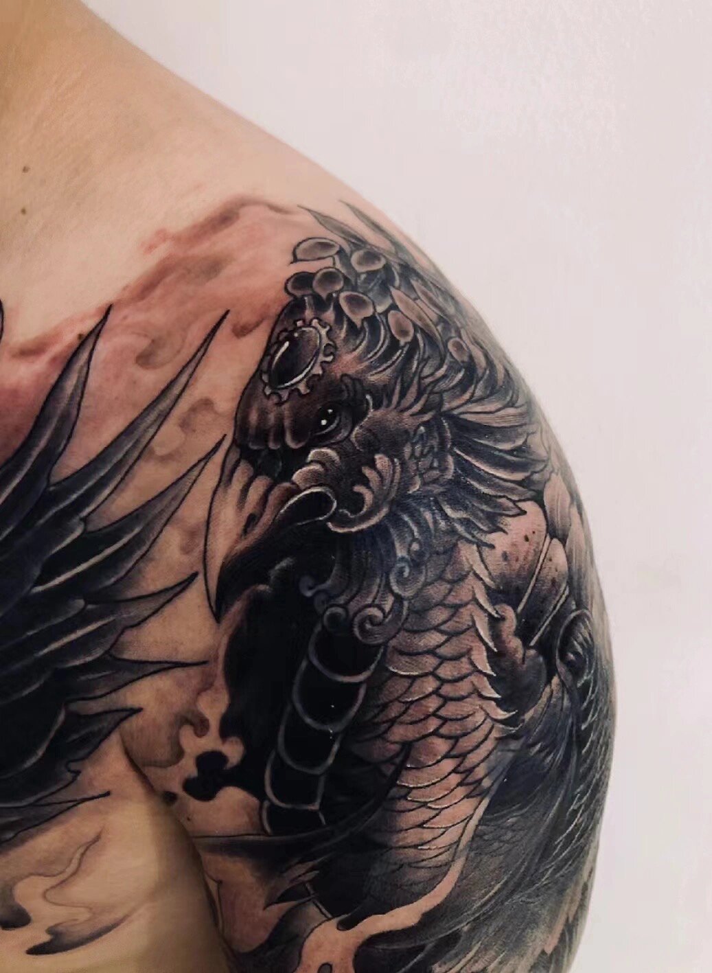 新传统半甲纹身作品(遮盖图腾) 新传统半甲纹身