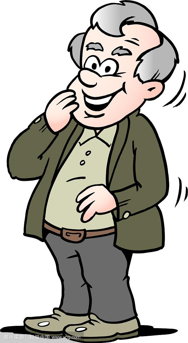 一个快乐老人的卡通形象