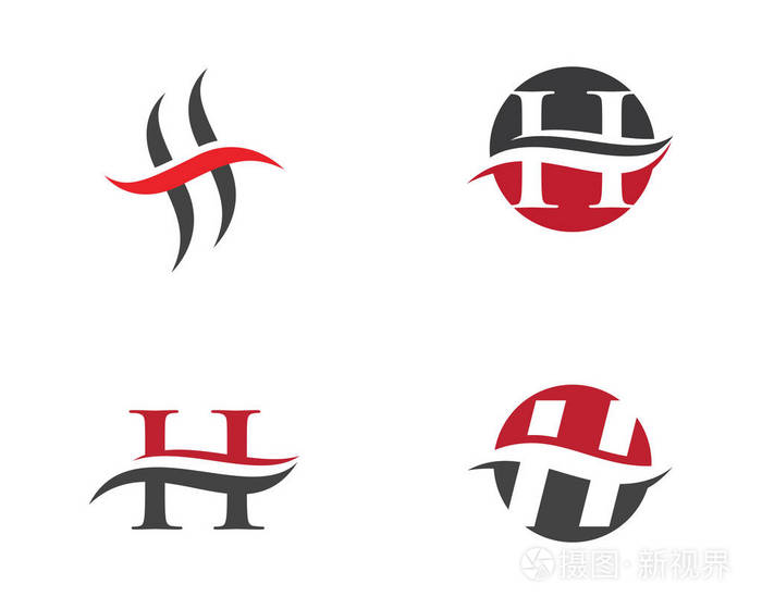 h 字母徽标模板设计矢量图