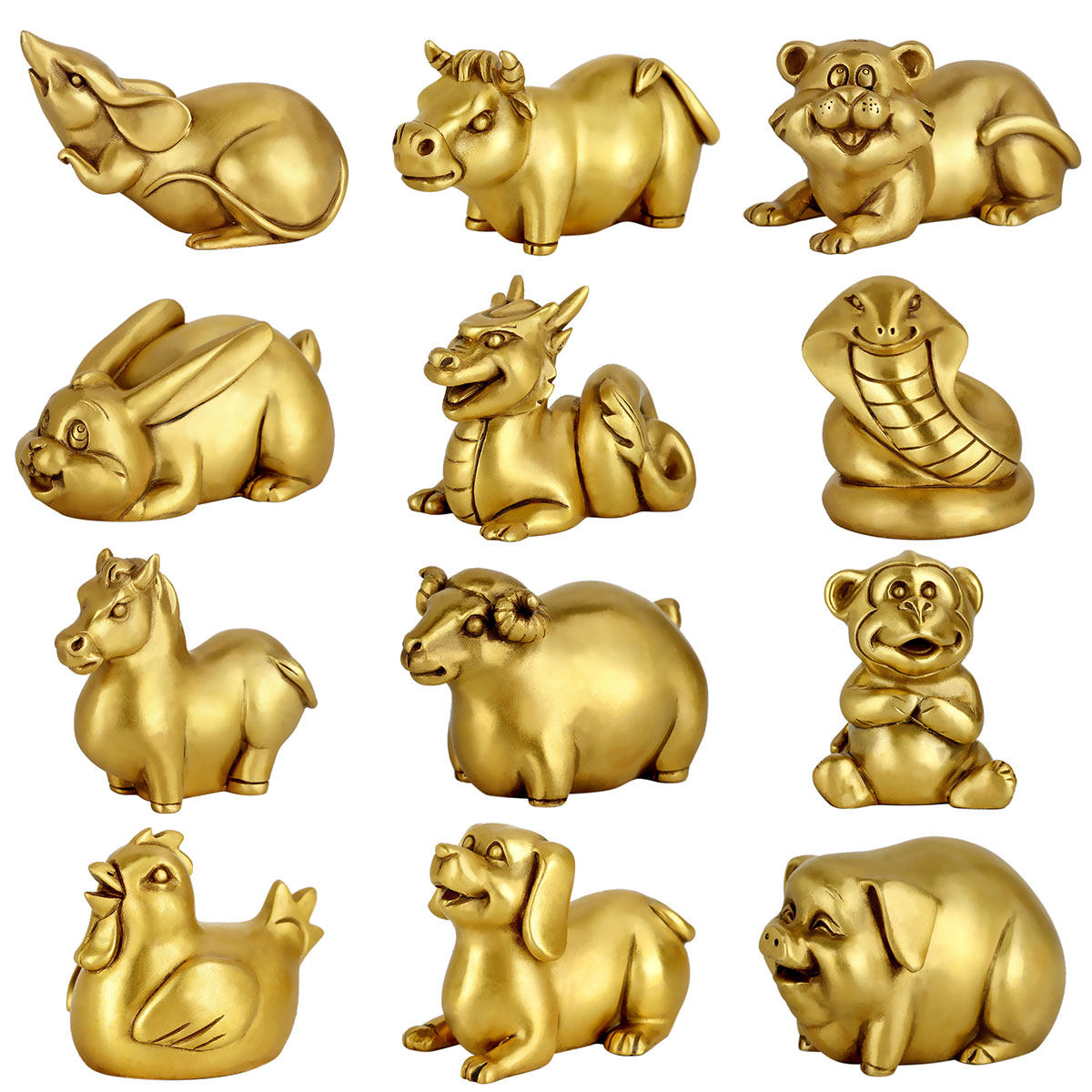 铜十二生肖摆件全套属相铜狗鼠铜牛马虎兔龙鸡羊猴蛇猪工艺品