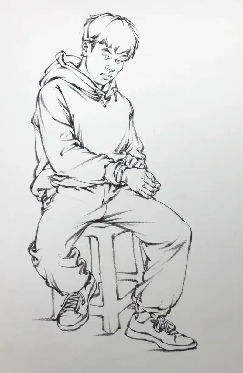 一波坐姿速写线稿.#美术生 #速写 #艺考集训 #联考 #陈 - 抖音