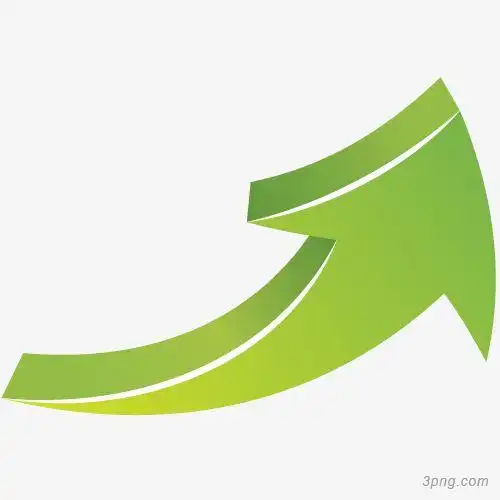 绿色立体弯曲向上箭头png素材透明免抠图片-ppt元素