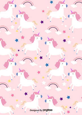 太阳彩虹云朵独角兽彩色梦幻背景