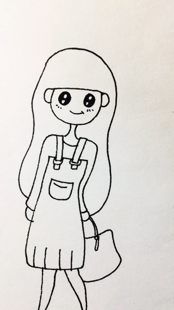 学画小女孩简笔画