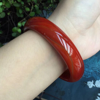 南红玛瑙手镯满肉柿子红四川凉山女款镯子冰飘火焰红 加宽1.8-2.