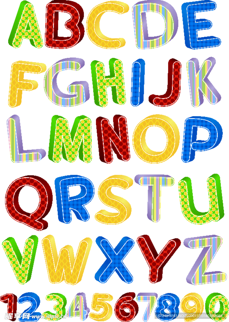 大写字母卡通艺术字设计唯美可爱