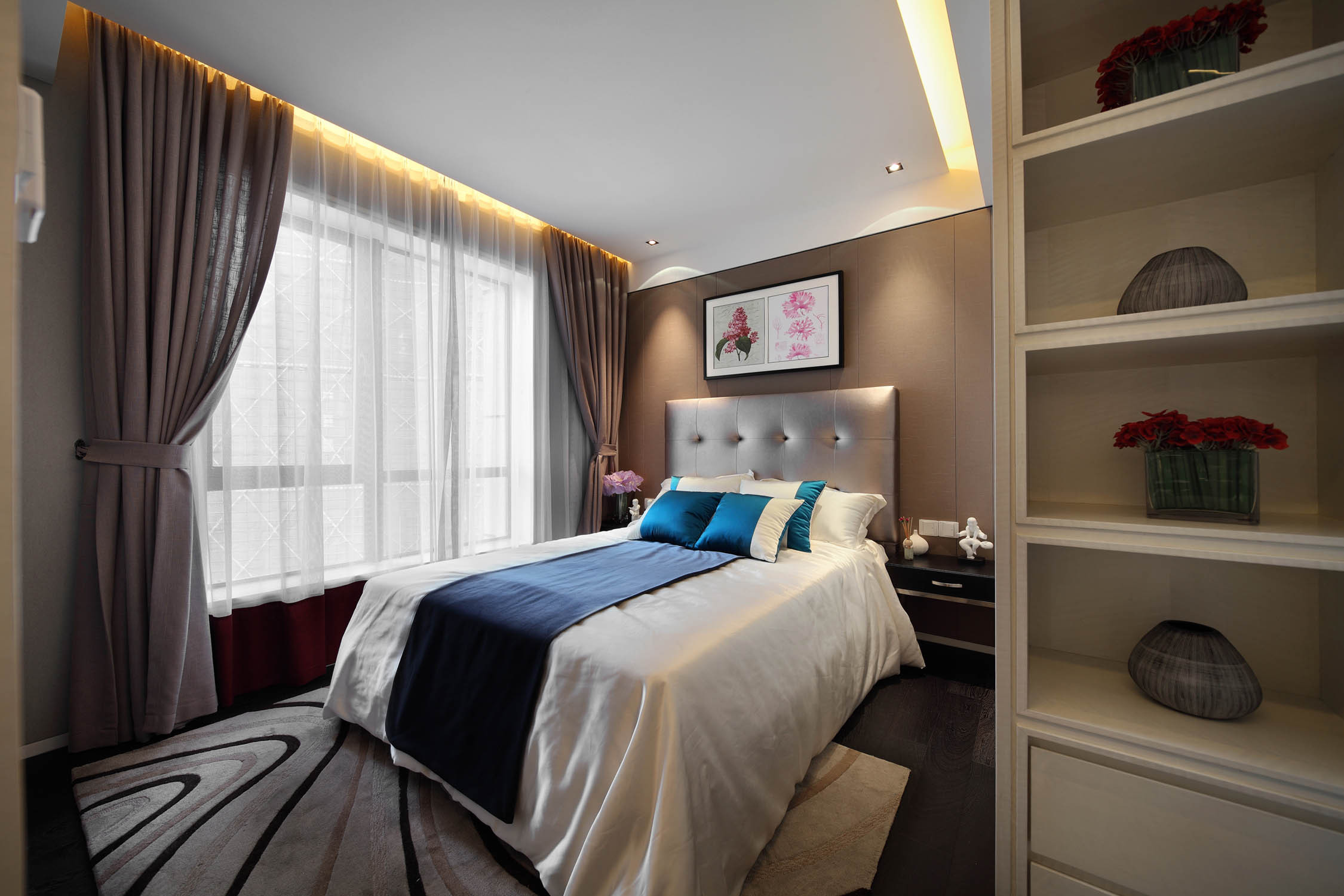 现代简约样板间卧室装修效果图