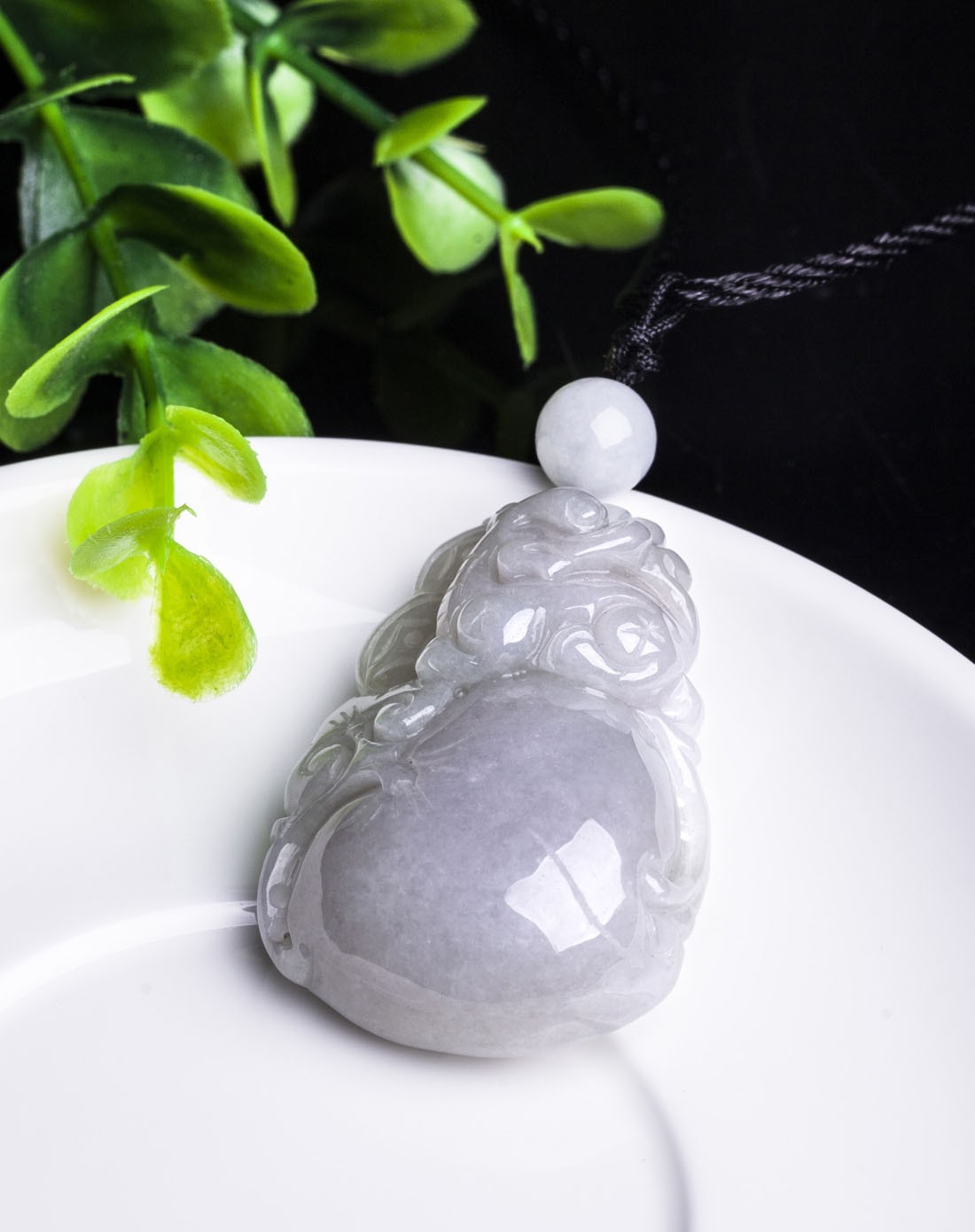 钱袋子天然a货翡翠浅紫挂件