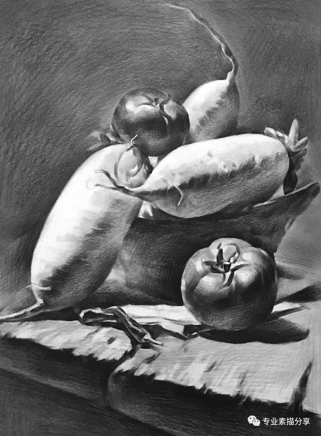 静物|白萝卜番茄篮子组合画法与步骤 - 情书号