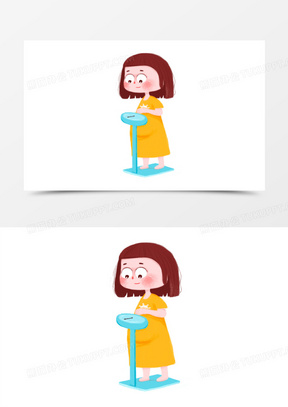 卡通孕妇体检称体重体脂元素