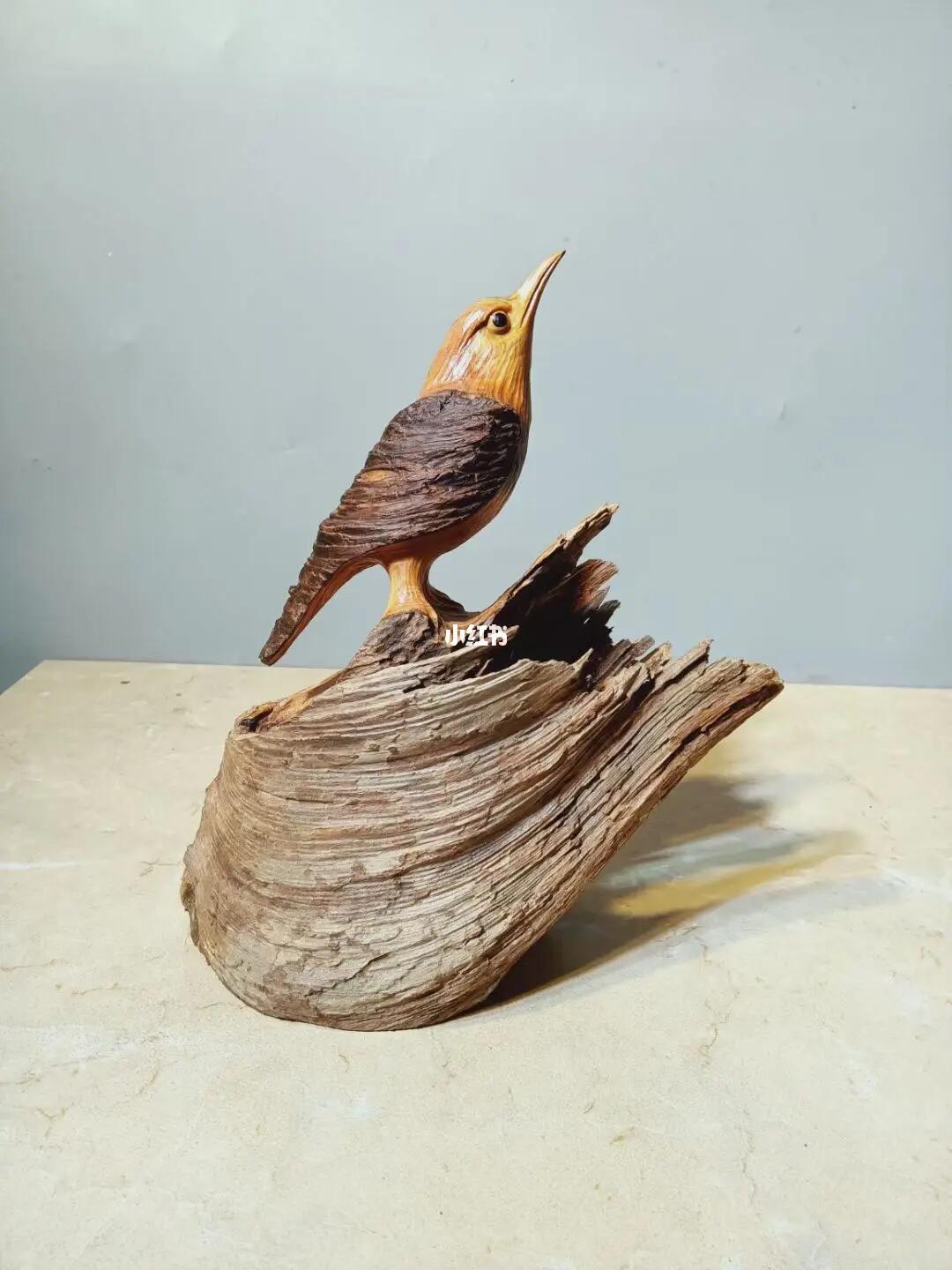 木雕喜鹊根雕小鸟工艺品家居装饰品摆件