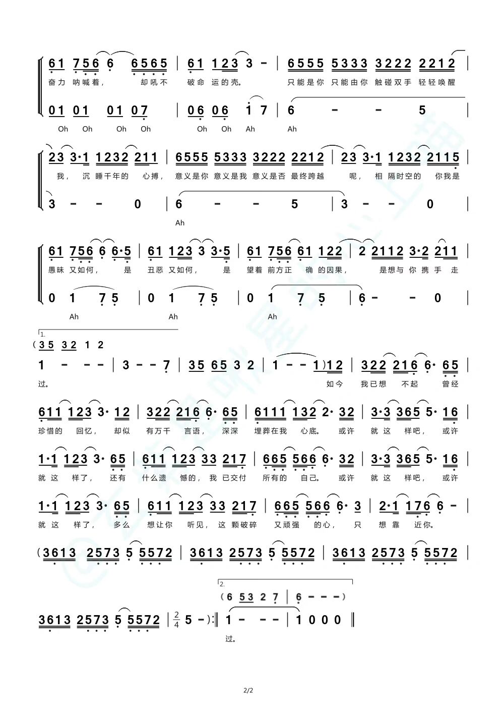 周深《铃芽之旅》简谱 扒谱不易,请不要二改二传搬运,谢谢!(^_^)