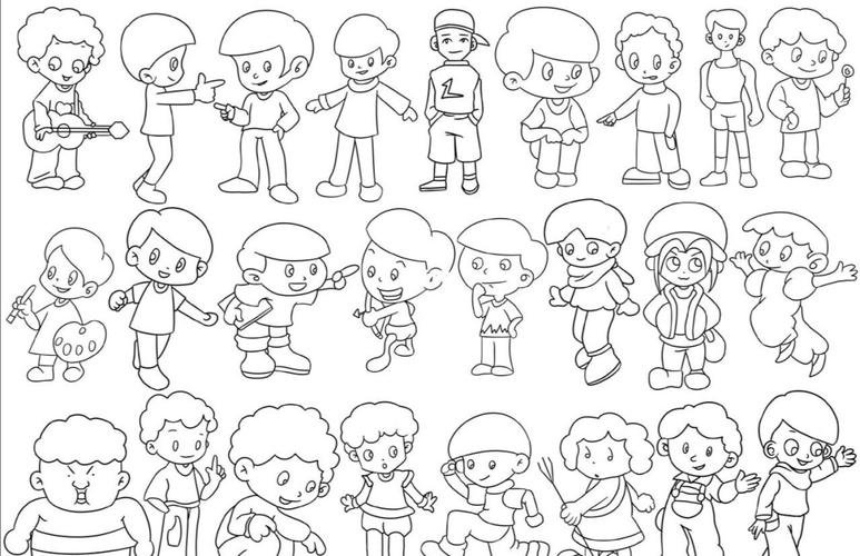 超实用的100多个简笔画人物线稿素材