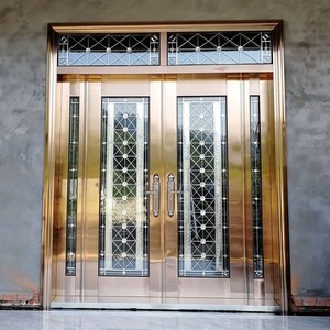 定制304不锈钢门别墅大门双开门乡村家用自建房单门防盗门入户门