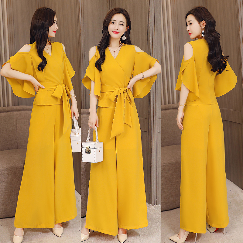 女士新品夏装省心搭配女装时尚港味两件套时髦阔腿裤女神气质套装