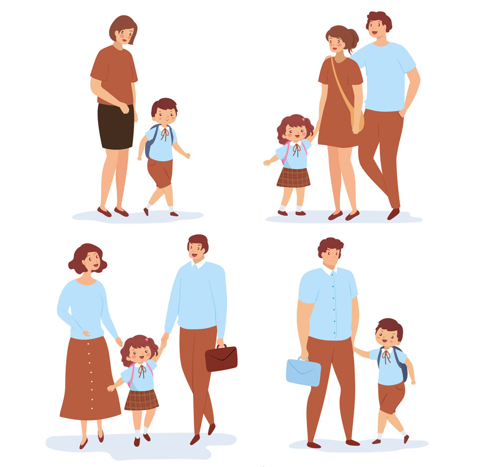 4组创意家庭人物矢量素材