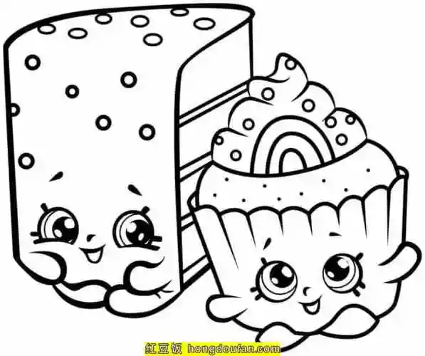 19张炸鸡汉堡薯条杯子蛋糕巧克力糖果卡通涂色简笔画