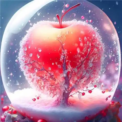 唯美冬天雪中苹果头像图片