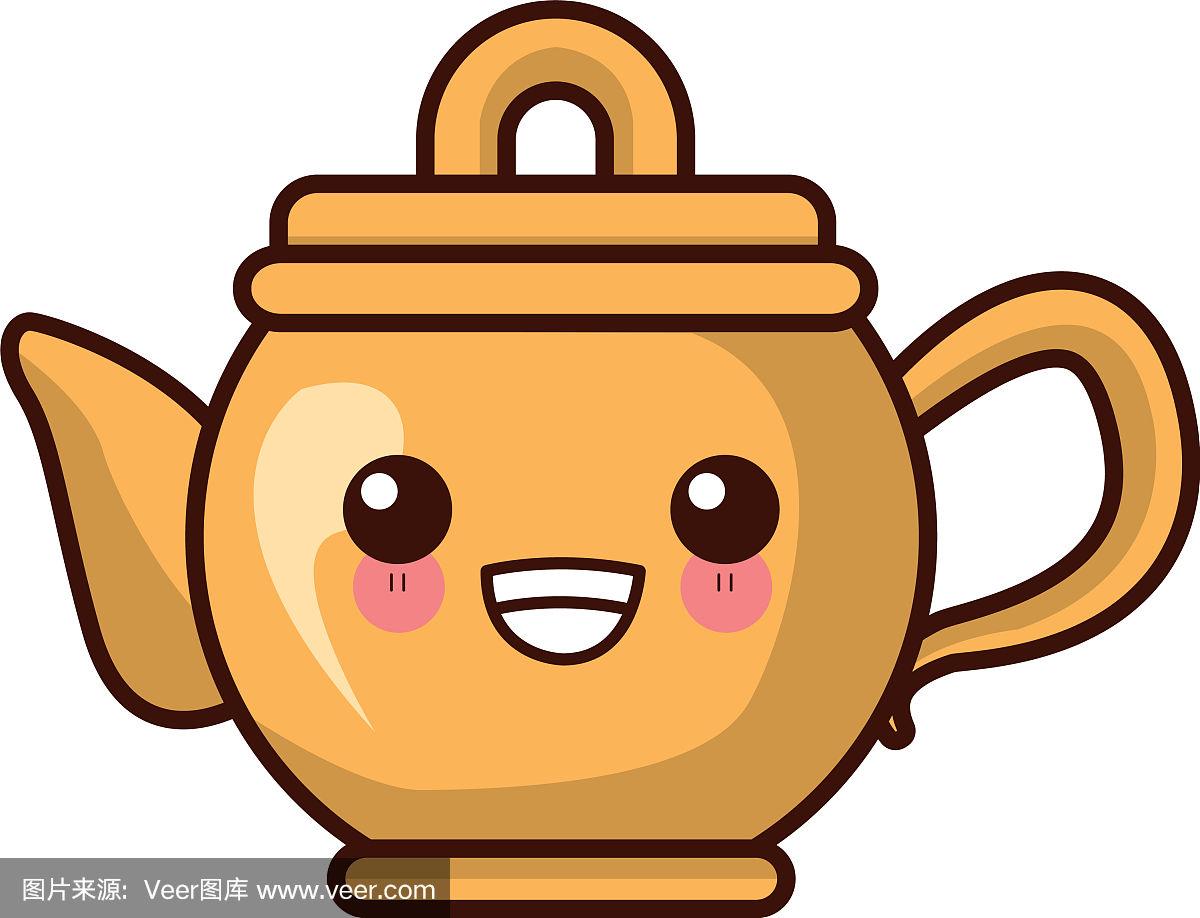 瓷茶壶器具,可爱的卡通