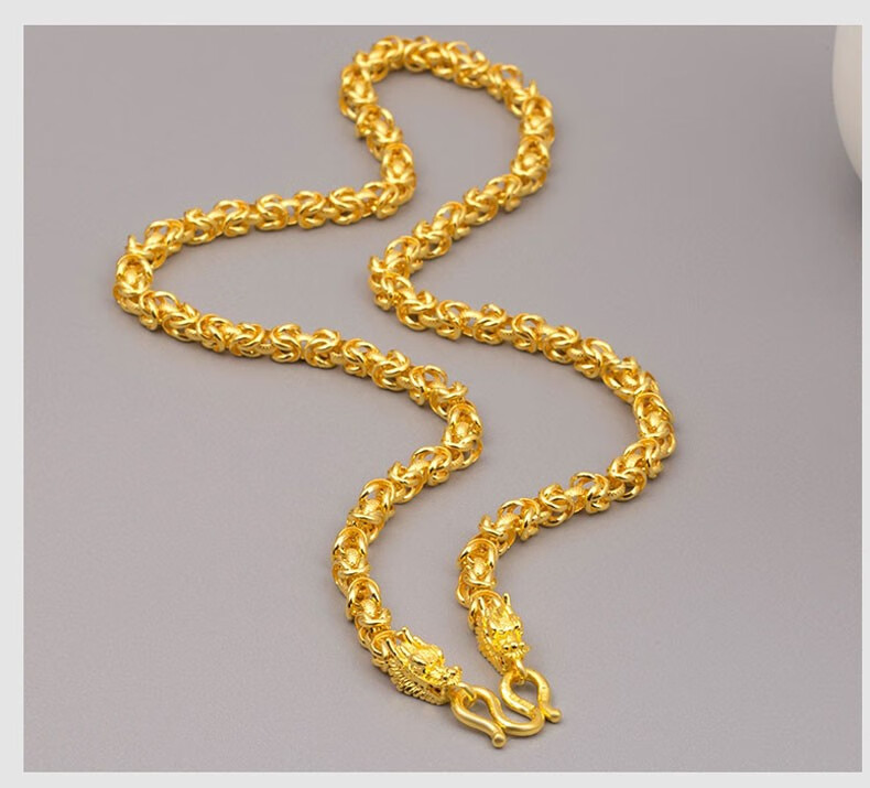 黄金项链实心 男士霸气龙头金项链足金999.