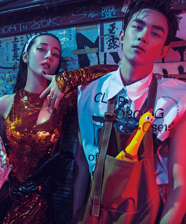 迪丽热巴吴磊酷炫时尚杂志封面高清图片