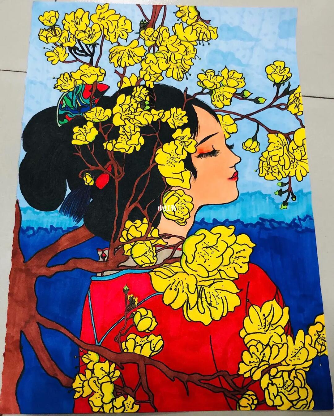 马克笔临摹  #国风绘画  #简笔画教程