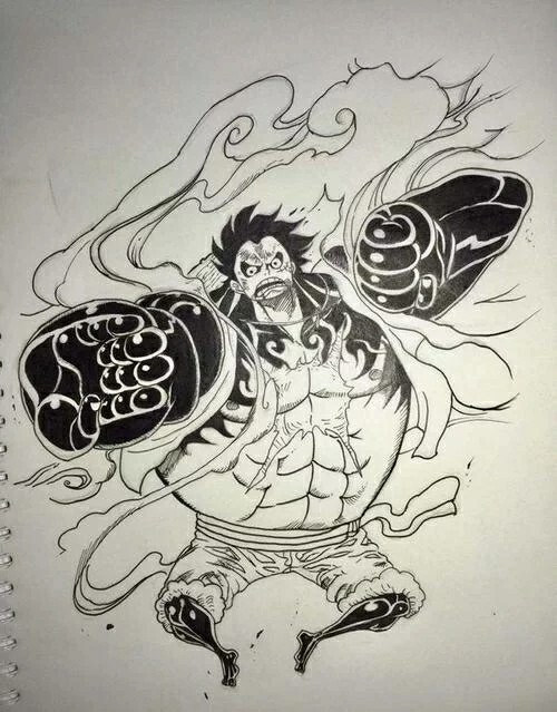 海贼王路飞四挡弹跳人绘画 这幅绘画比上一张蛇人画得更好了,求赞