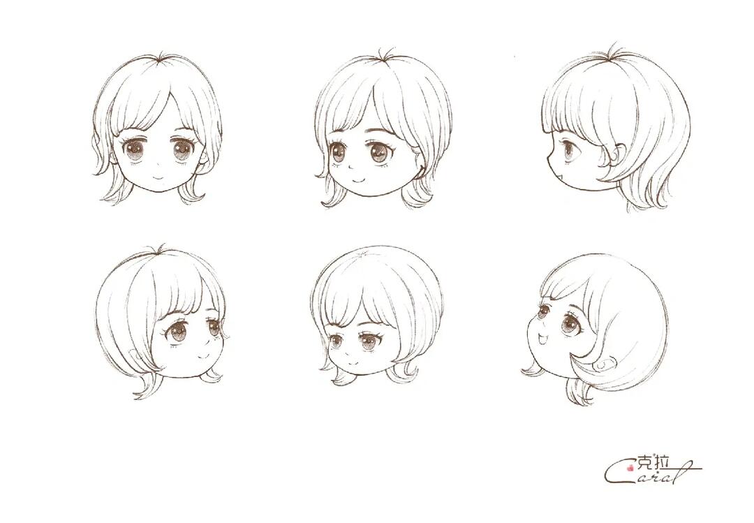 q版人物发型  #q版发型  #q版女生发型  #q版发型素材  #儿童插画