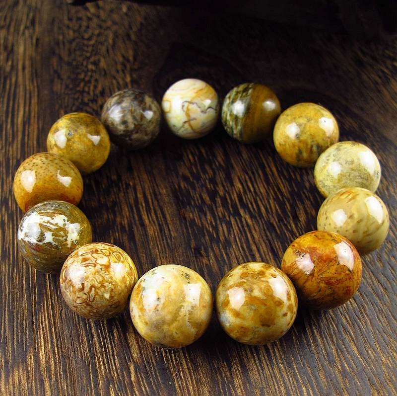 相石缘天然树化玉手手链多宝化石手串男士佛珠手链