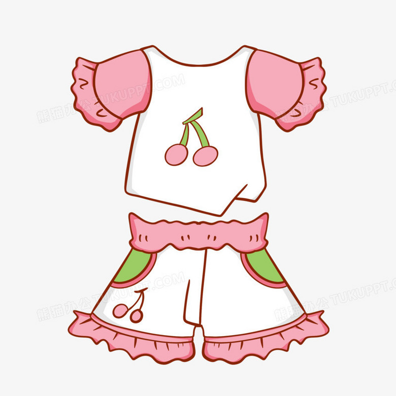 卡通夏装儿童衣服樱桃套装素材