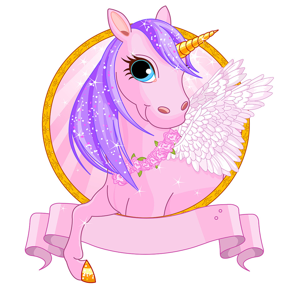 昆尚跨境新款北欧简约粉色卡通独角兽墙贴客厅卧室贴 ksd8820