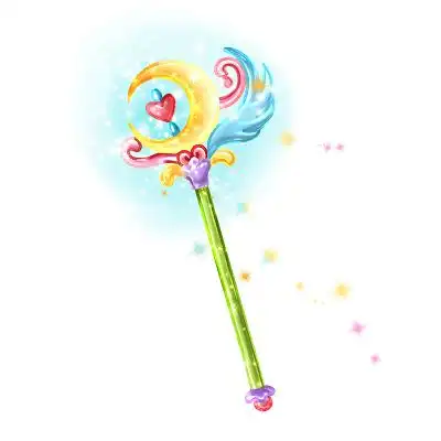 儿童节魔法棒月亮翅膀爱心星星卡通扁平插画透明免扣素材