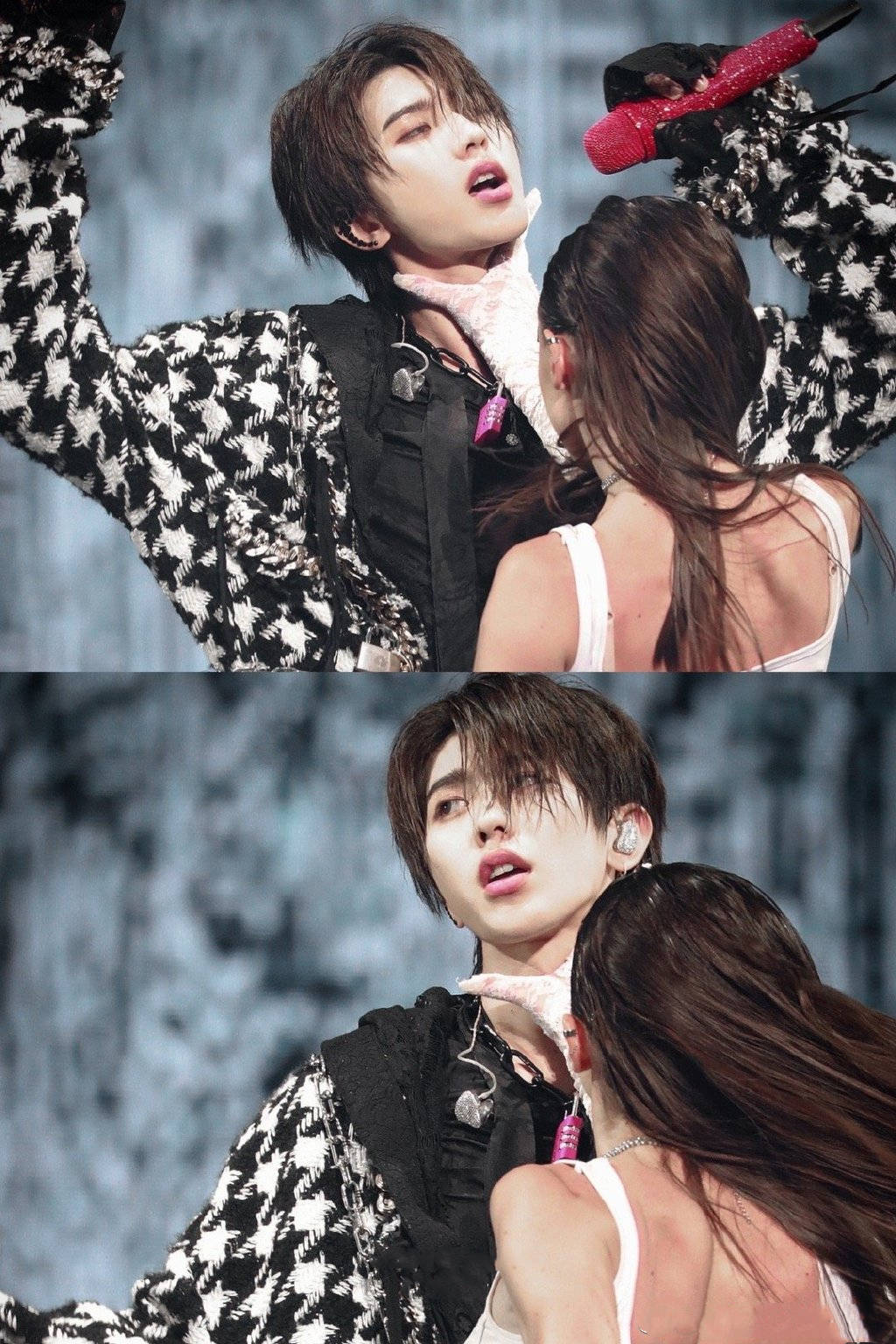 哭着看蔡徐坤借位吻!蔡徐坤舞台张力拉满太撩人