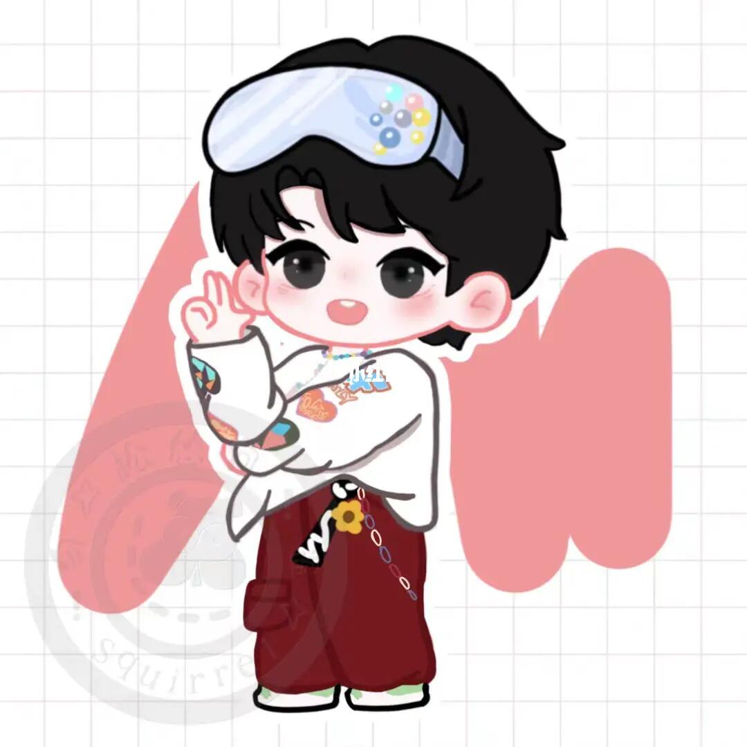 刘耀文护目镜q版全身