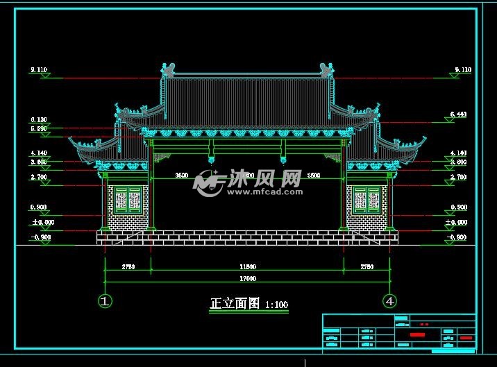 某地戏台建筑施工图图纸下载_景观及古建筑图纸图纸 - 沐风网