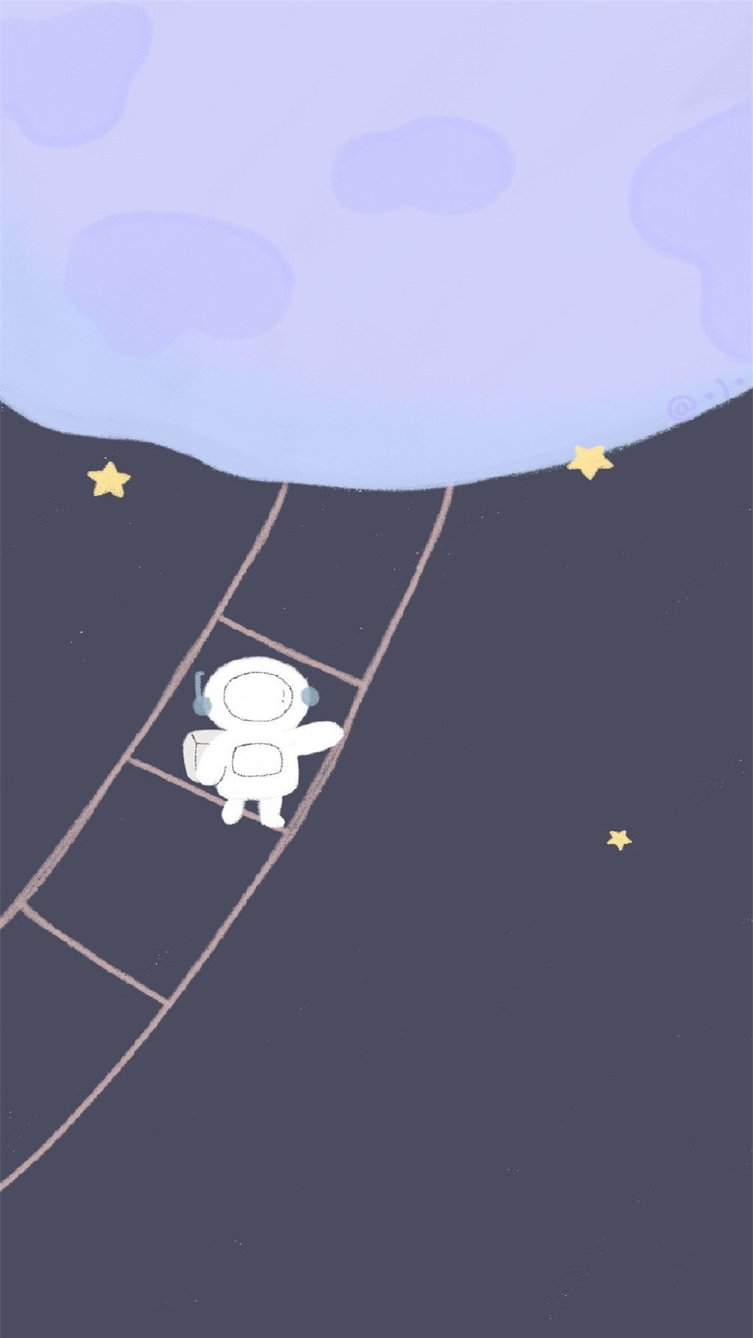 可爱卡通太空人插画高清手机壁纸