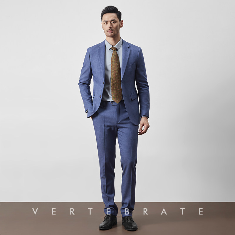 动物男装欧美时尚蓝色职业装套装欧美风男士西服西装基础百搭优惠券