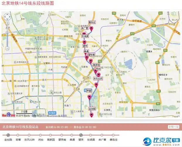 北京地铁14号线东段与西段线路图 高清版