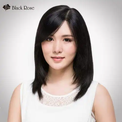 blackros直发假发女中长直发披肩淑女真人发丝中分刘海偏分内扣