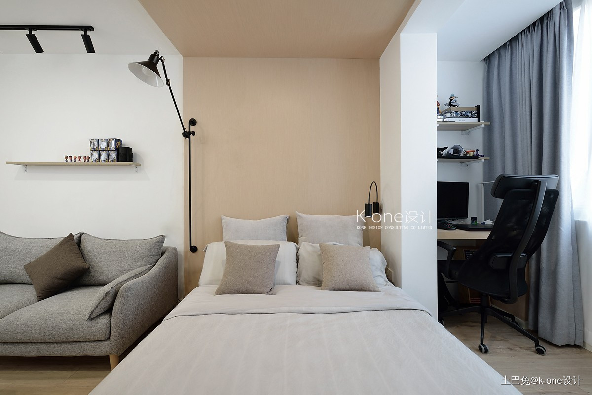 20平的精彩卧室床卧室现代简约20m05一居设计图片赏析--土巴兔装修