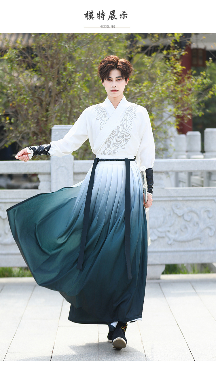 春季新款汉服男中国风仙气飘逸公子古装武侠剑客书生表演团服套装