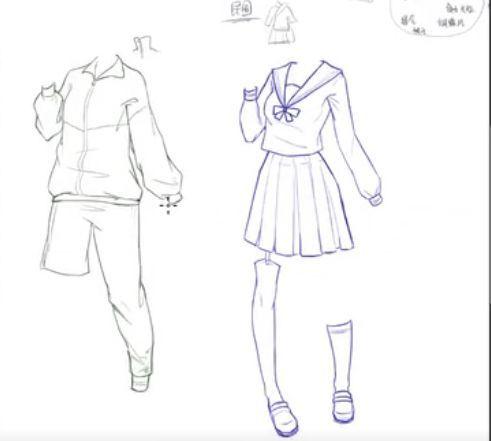 中国校服的画法谁说咱们校服丑了中式校服简笔画 第1页简笔画 手绘