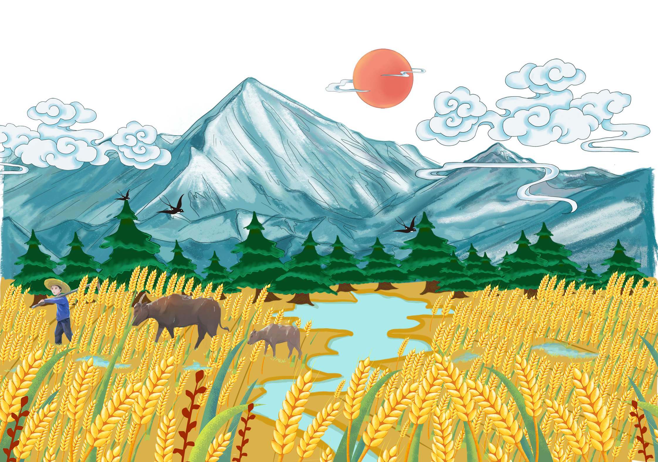 面粉包装全麦面粉包装手绘插画包装