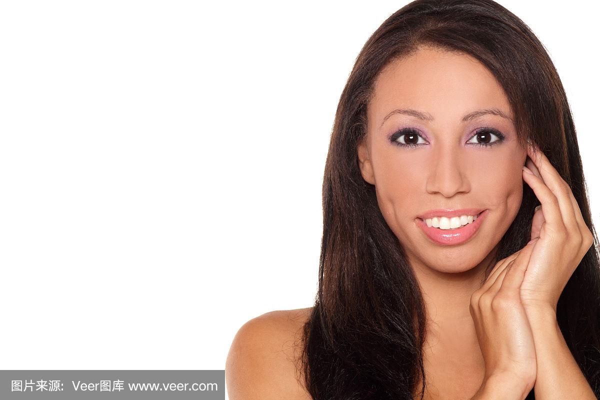 美,可爱的,非洲人,晒黑,水平画幅