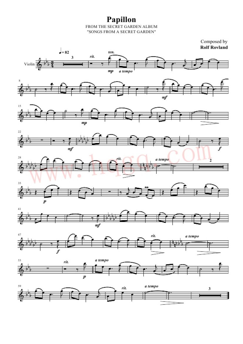 from a secret garden (神秘园之歌)专辑13首-钢琴谱 小提琴